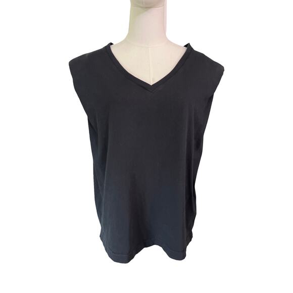 Citizens of Humanity Black Sleeveless V-Neck Muscle Tee Top Cotton Size L USA - Picture 1 of 8